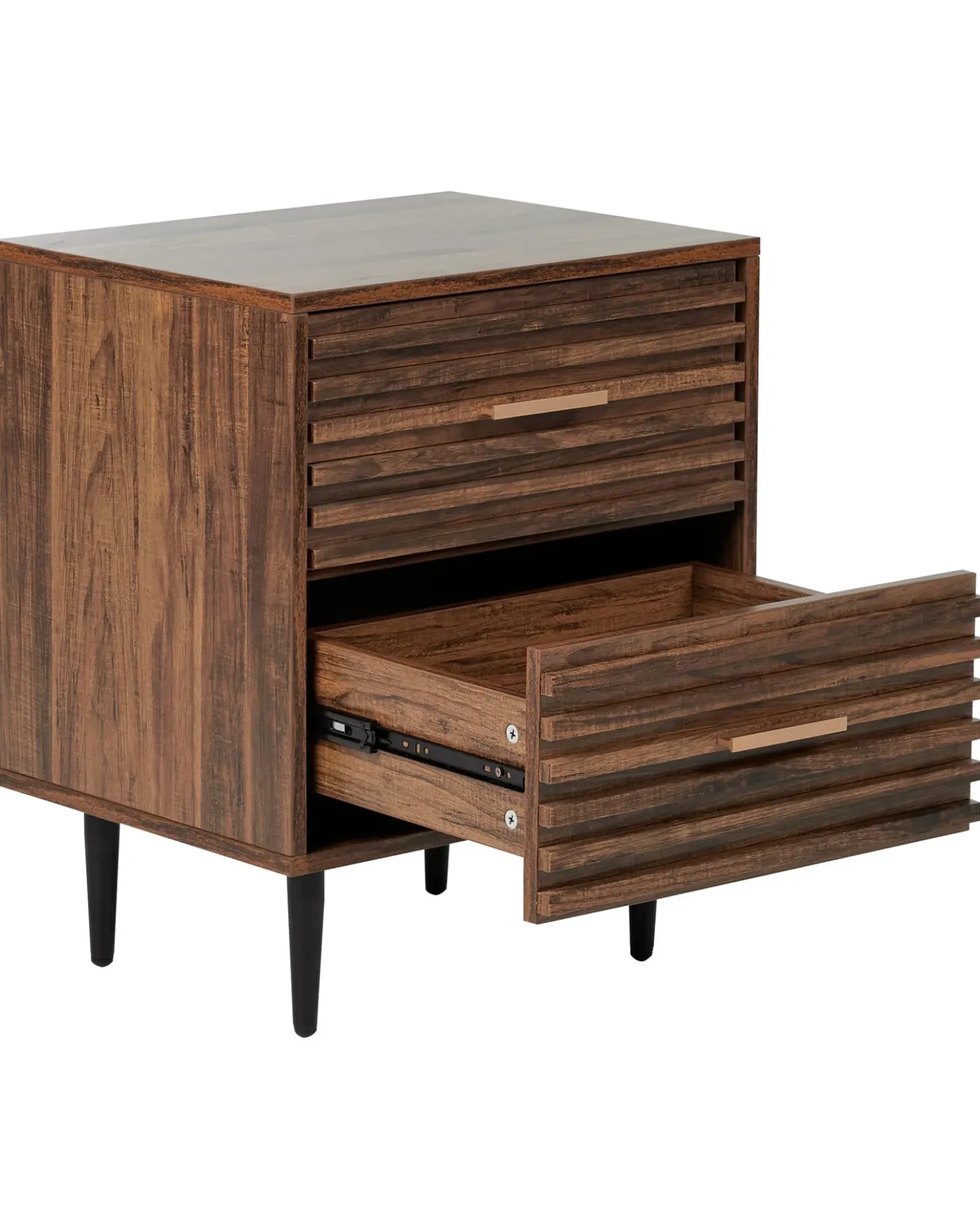 Comodino 2 cassetti KEITH Marrone scuro