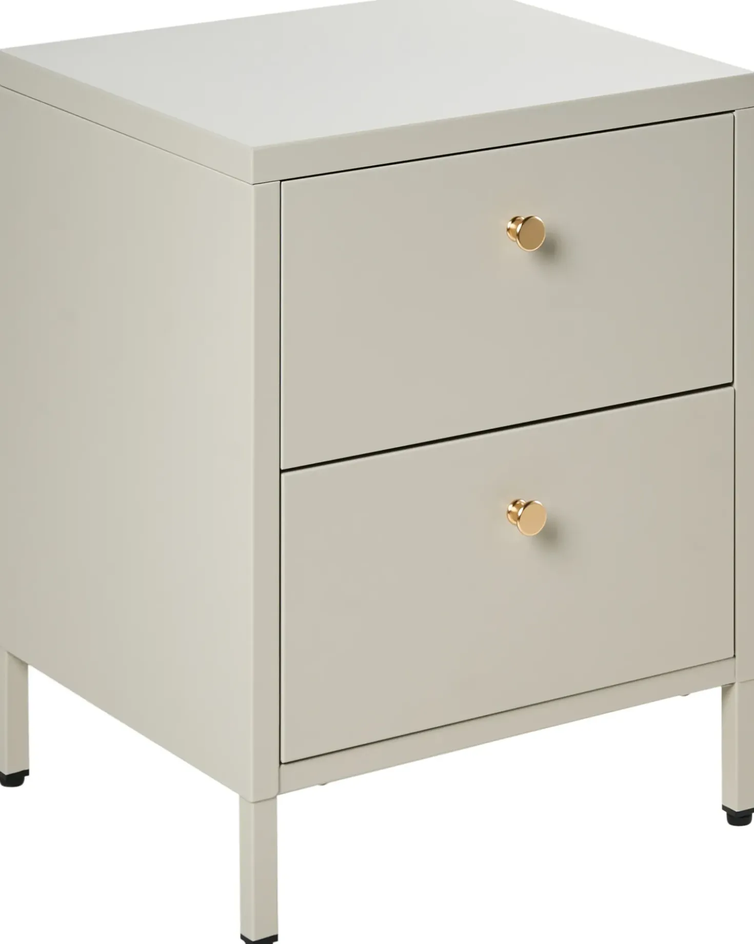 Comodino 2 cassetti KYLEA Metallo Beige