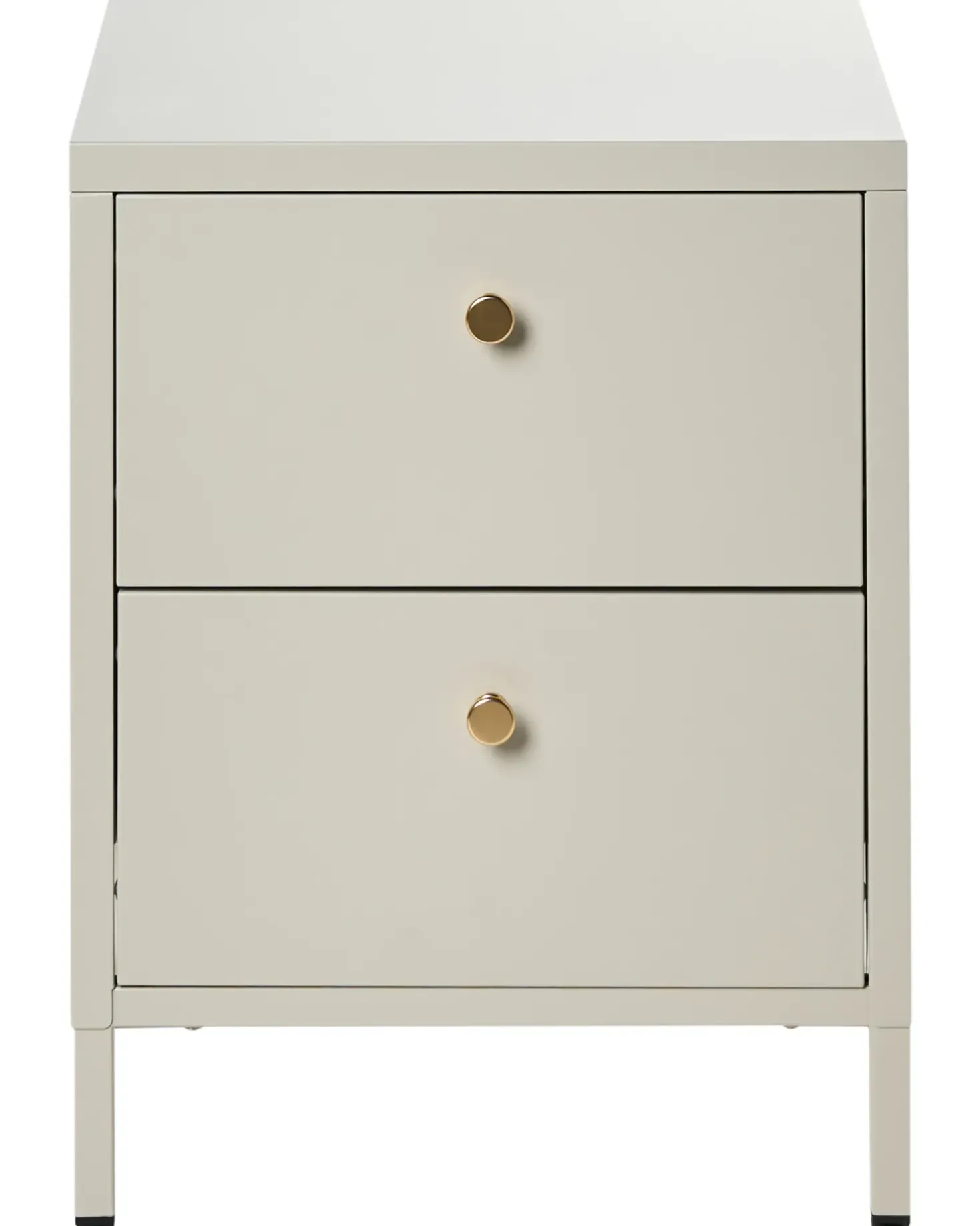 Comodino 2 cassetti KYLEA Metallo Beige
