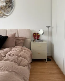 Comodino 2 cassetti KYLEA Metallo Beige