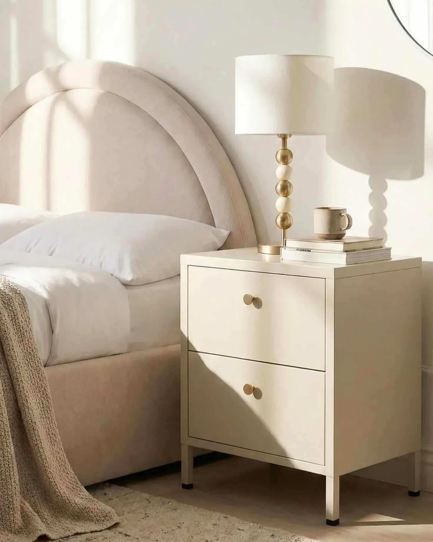 Comodino 2 cassetti KYLEA Metallo Beige