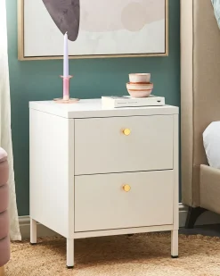 Comodino 2 cassetti KYLEA Metallo Bianco