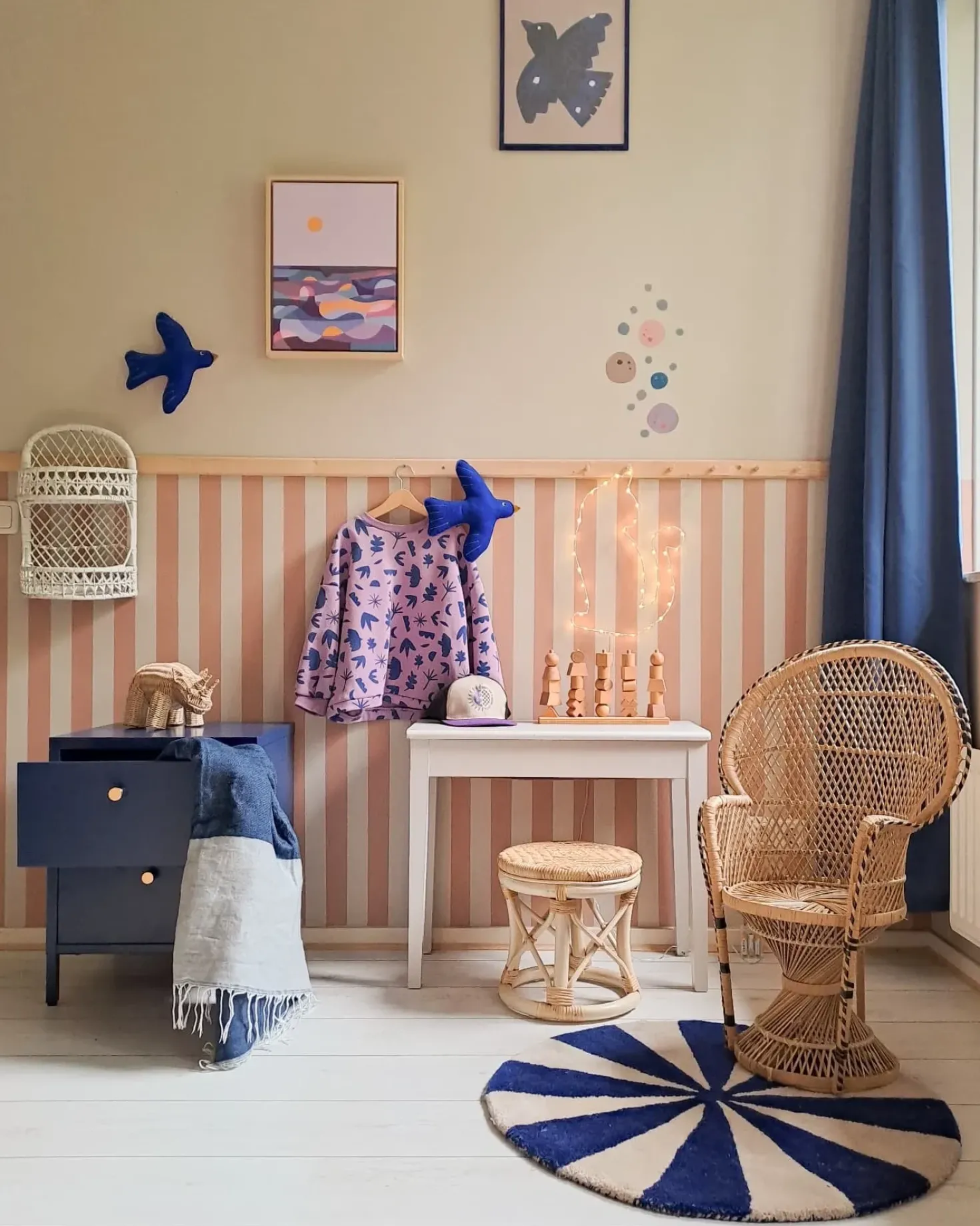 Comodino 2 cassetti KYLEA Metallo Blu marino