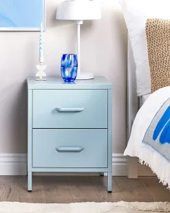 Comodino 2 cassetti MALAVI Metallo Azzurro