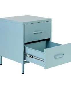 Comodino 2 cassetti MALAVI Metallo Azzurro