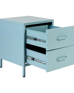 Comodino 2 cassetti MALAVI Metallo Azzurro