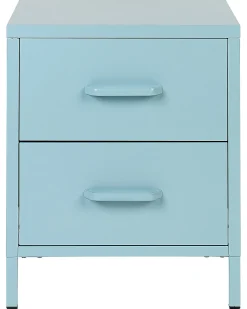 Comodino 2 cassetti MALAVI Metallo Azzurro