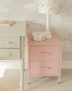 Comodino 2 cassetti MALAVI Metallo Rosa