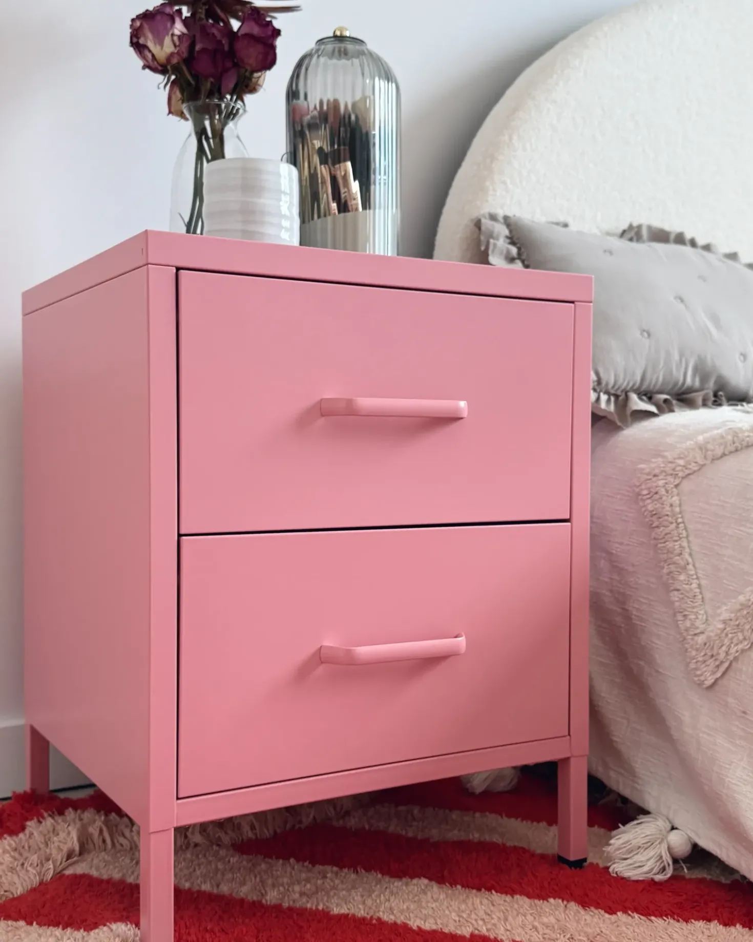 Comodino 2 cassetti MALAVI Metallo Rosa