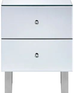 Comodino 2 cassetti NESLE Vetro Argento specchiato