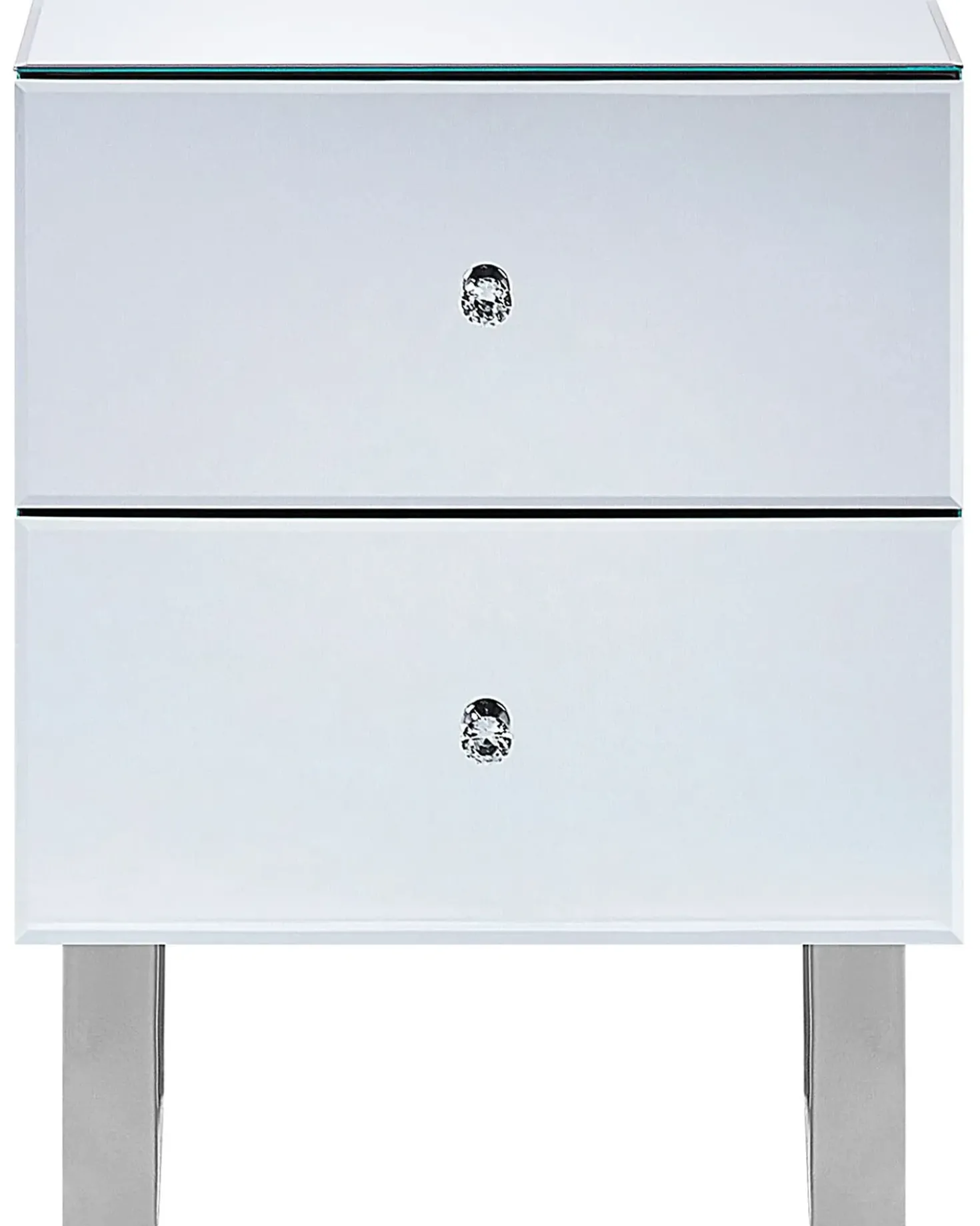 Comodino 2 cassetti NESLE Vetro Argento specchiato