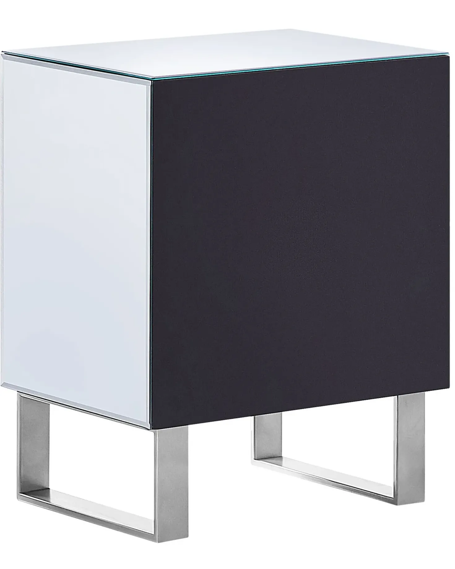 Comodino 2 cassetti NESLE Vetro Argento specchiato