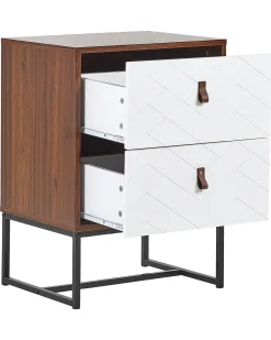 Comodino 2 cassetti NUEVA Marrone scuro/Bianco