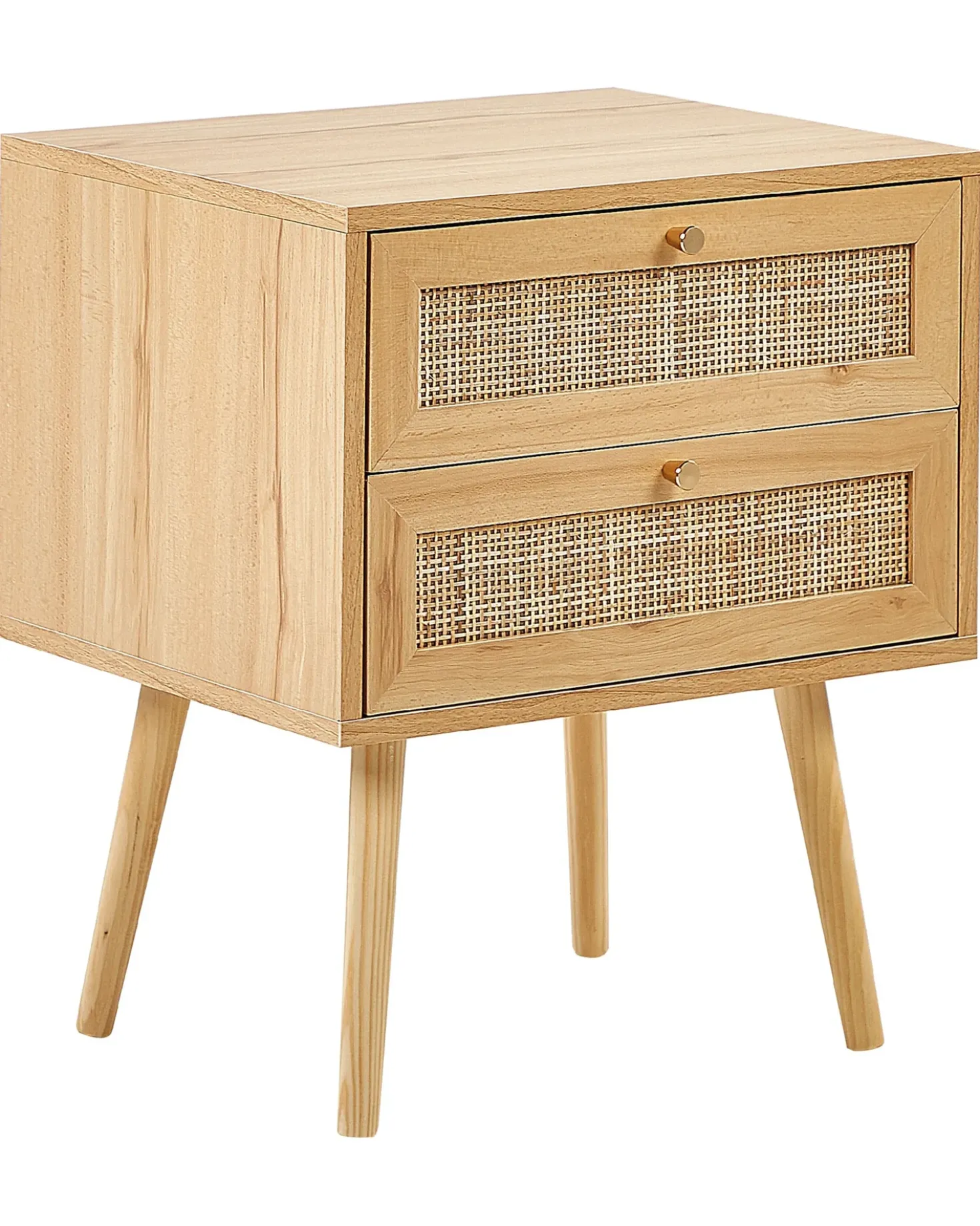 Comodino 2 cassetti PEROTE Rattan Marrone chiaro