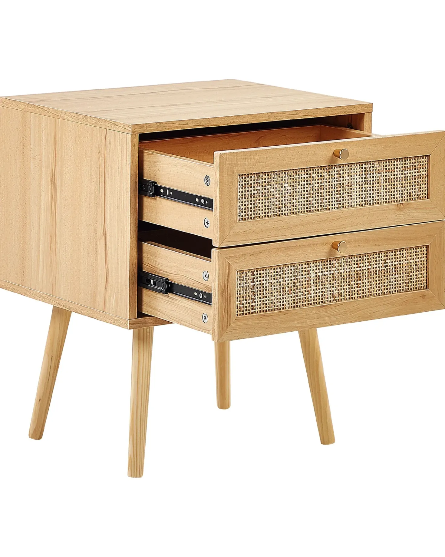 Comodino 2 cassetti PEROTE Rattan Marrone chiaro