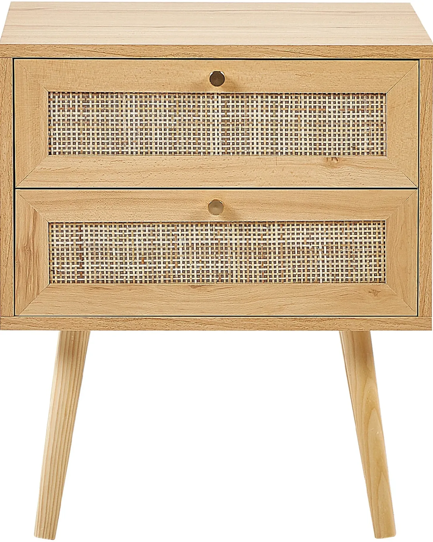 Comodino 2 cassetti PEROTE Rattan Marrone chiaro