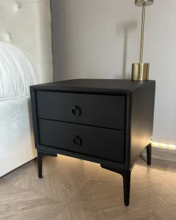 Comodino 2 cassetti SEZANNE Pelle sintetica Nero