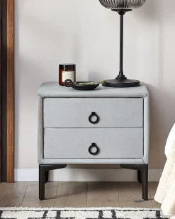 Comodino 2 cassetti SEZANNE Velluto Grigio chiaro