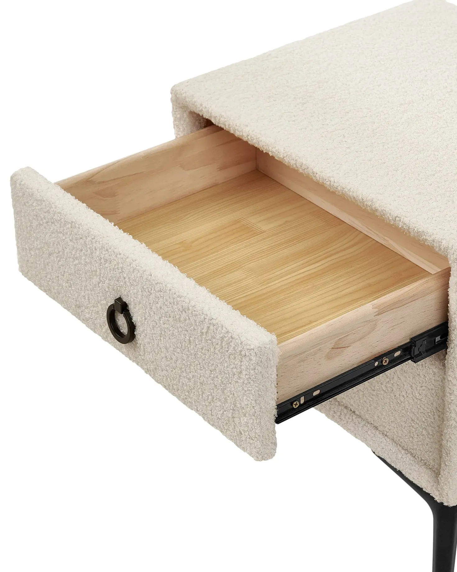 Comodino 2 cassetti SEZANNE Bouclé Bianco sporco