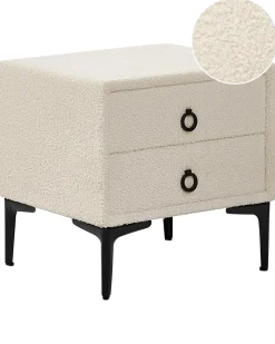 Comodino 2 cassetti SEZANNE Bouclé Bianco sporco