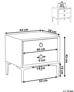 Comodino 2 cassetti SEZANNE Bouclé Bianco sporco