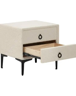 Comodino 2 cassetti SEZANNE Bouclé Bianco sporco