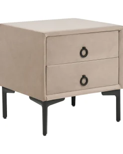 Comodino 2 cassetti SEZANNE Velluto Tortora