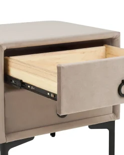 Comodino 2 cassetti SEZANNE Velluto Tortora