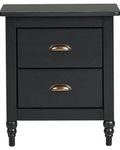 Comodino 2 cassetti SHILLINGTON Legno di pino Nero