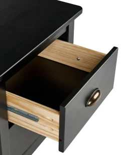 Comodino 2 cassetti SHILLINGTON Legno di pino Nero