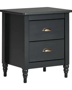 Comodino 2 cassetti SHILLINGTON Legno di pino Nero