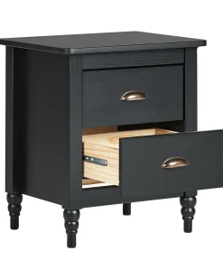 Comodino 2 cassetti SHILLINGTON Legno di pino Nero