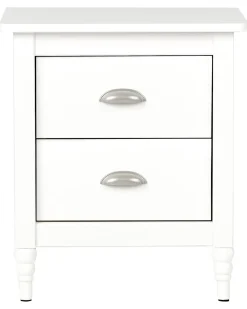 Comodino 2 cassetti SHILLINGTON Legno di pino Bianco