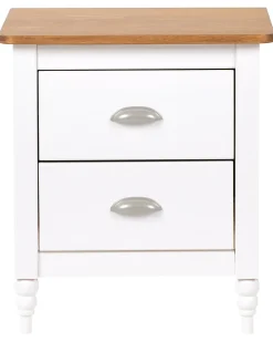 Comodino 2 cassetti SHILLINGTON Legno di pino Marrone/Bianco