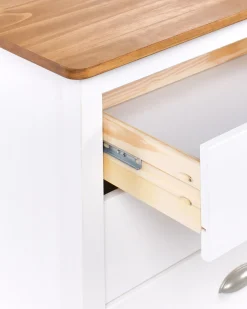 Comodino 2 cassetti SHILLINGTON Legno di pino Marrone/Bianco