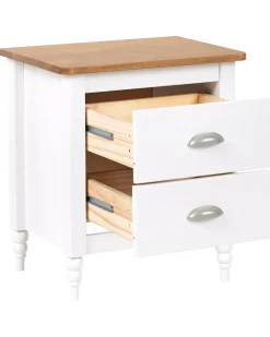 Comodino 2 cassetti SHILLINGTON Legno di pino Marrone/Bianco