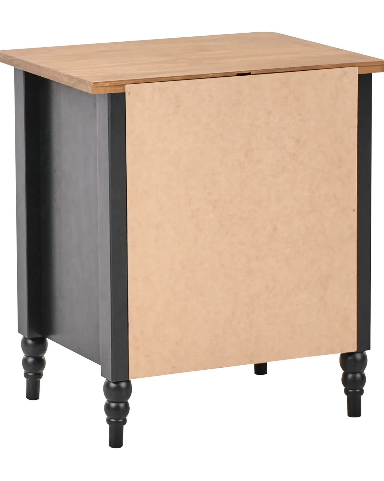 Comodino 2 cassetti SHILLINGTON Legno di pino Marrone/Nero