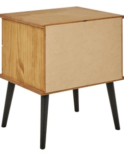 Comodino 2 cassetti TIMMINS Legno di pino Marrone