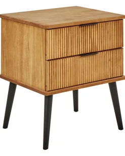 Comodino 2 cassetti TIMMINS Legno di pino Marrone