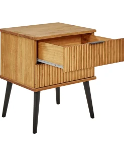 Comodino 2 cassetti TIMMINS Legno di pino Marrone