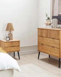 Comodino 2 cassetti TIMMINS Legno di pino Marrone