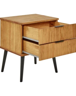 Comodino 2 cassetti TIMMINS Legno di pino Marrone