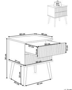 Comodino 2 cassetti TIMMINS Legno di pino Marrone
