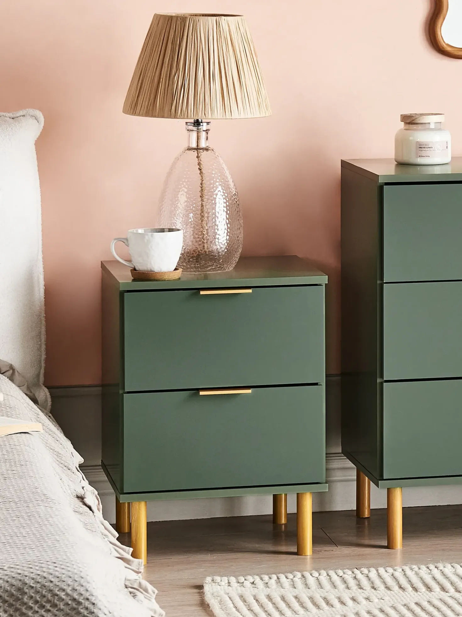 Comodino 2 cassetti WALPOLE Verde