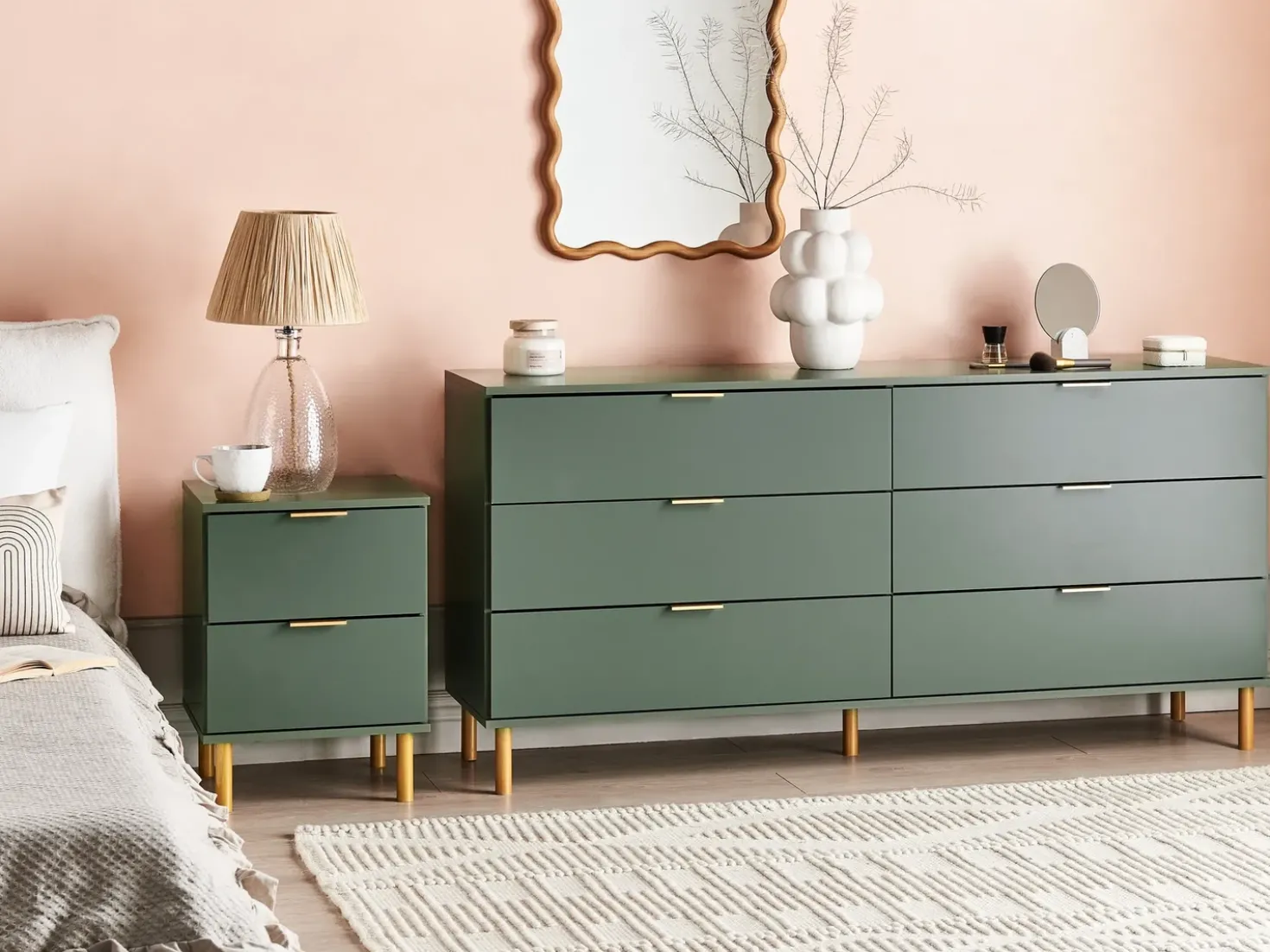 Comodino 2 cassetti WALPOLE Verde