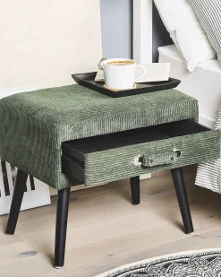 Comodino 1 cassetto EUROSTAR Velluto a coste Verde scuro