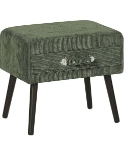 Comodino 1 cassetto EUROSTAR Velluto a coste Verde scuro