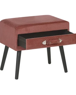 Comodino 1 cassetto EUROSTAR Velluto a coste Rosa