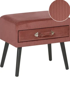 Comodino 1 cassetto EUROSTAR Velluto a coste Rosa