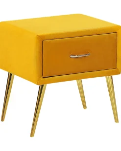 Comodino 1 cassetto FLAYAT Velluto Senape